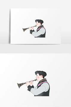 小提琴演奏插画素材