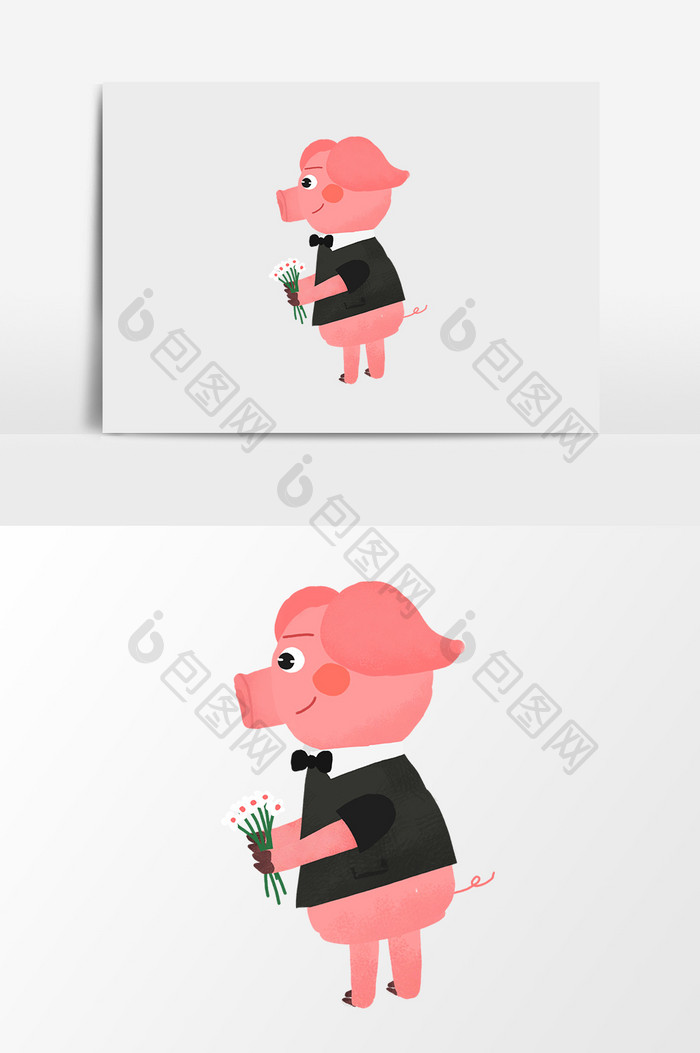 可爱卡通手绘小猪