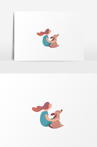 宠物狗人物素材插画图片