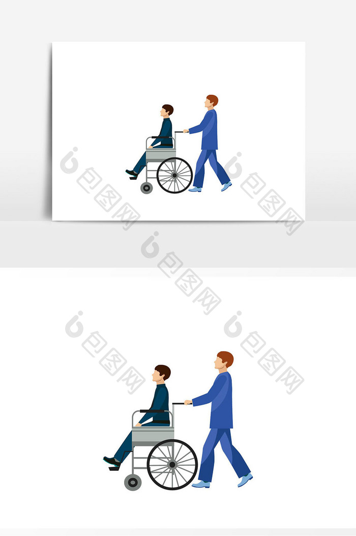 轮椅病人人物素材插画