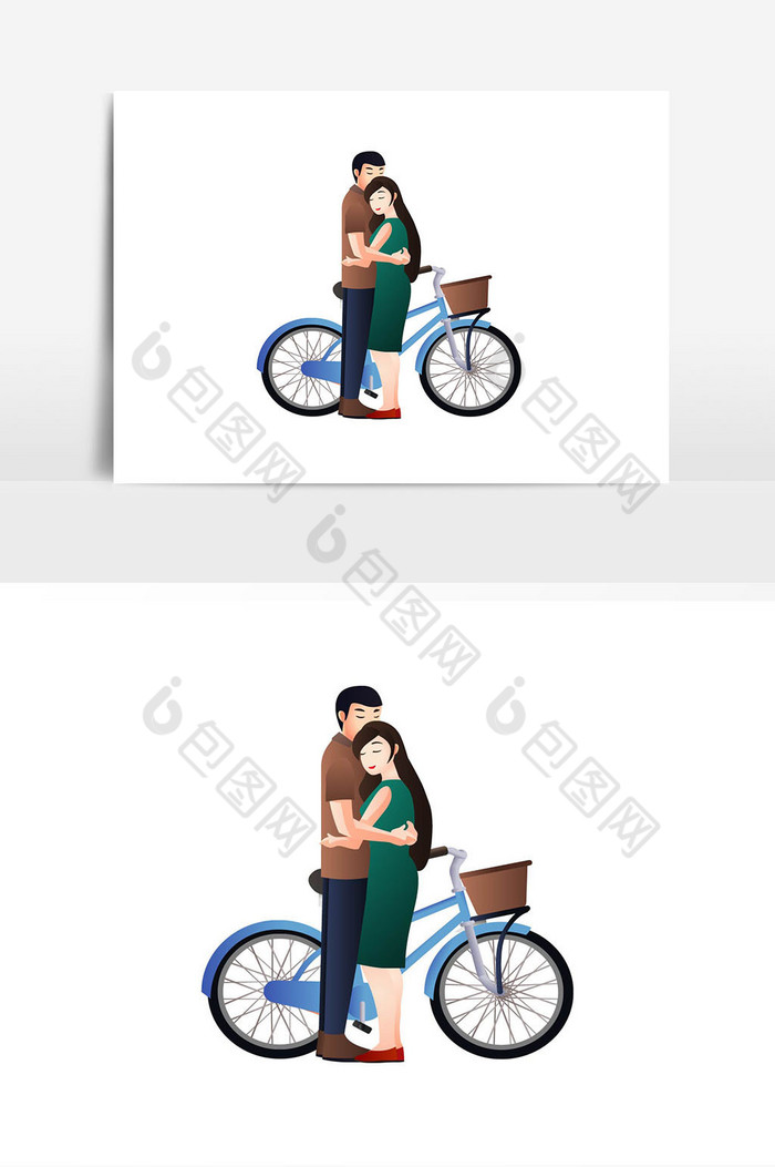 情侣自行车浪漫插画图片图片