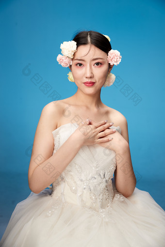 时尚亚洲女性婚纱妆面彩妆