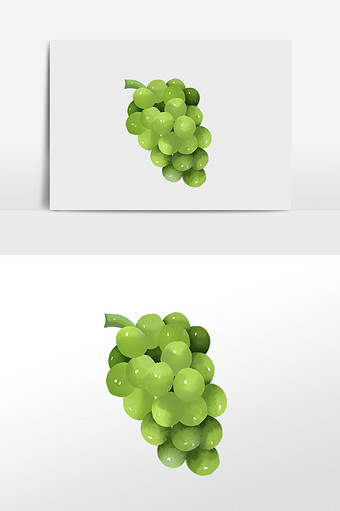 绿色水彩葡萄提子水果插画元素图片
