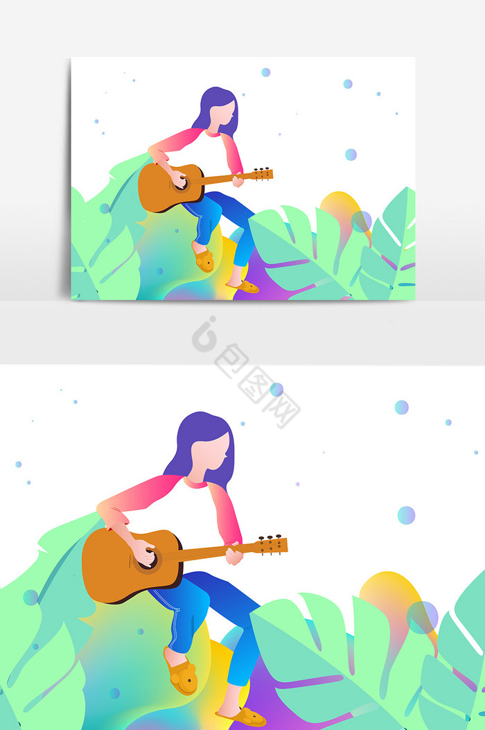 女孩弹吉他图片