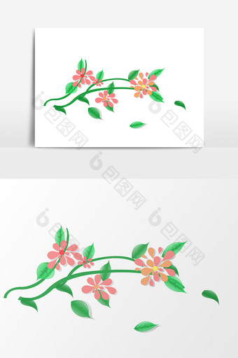 手绘卡通扁平粉色花瓣设计元素图片