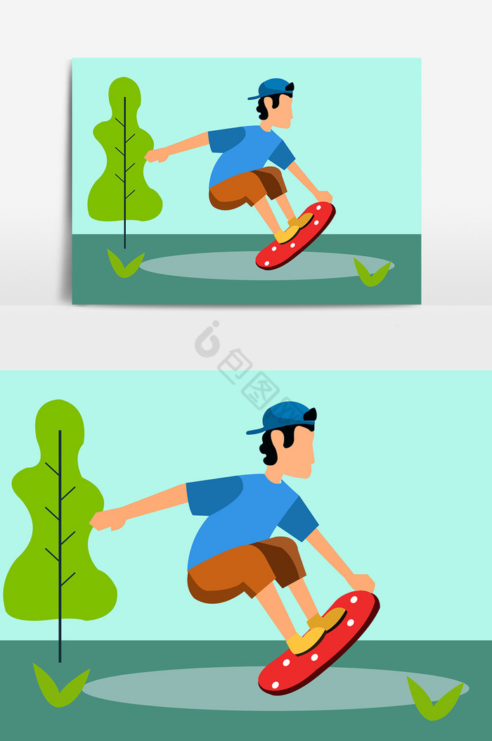 玩滑板男孩图片