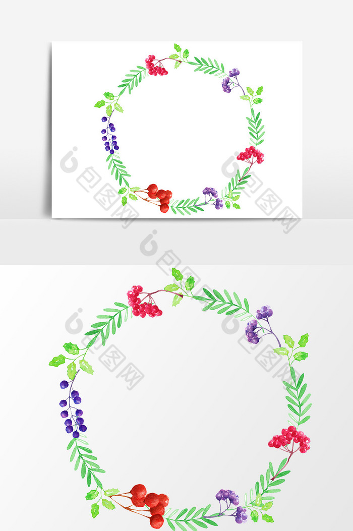 水彩手绘植物花边设计元素模板 包图网