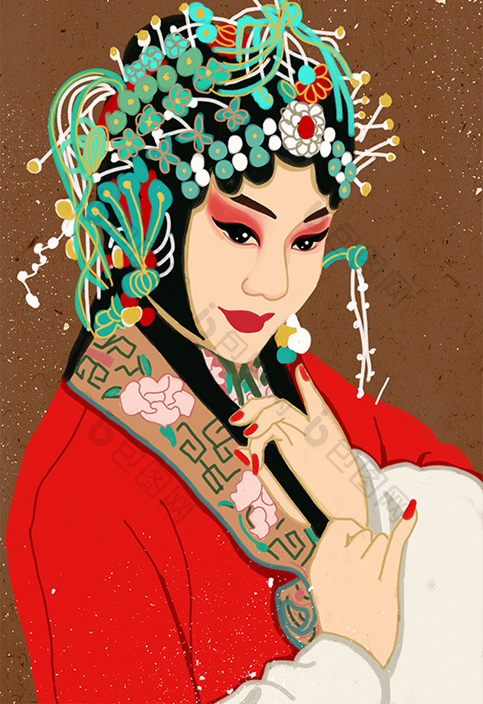 中国风传统文化戏曲人物赏雪插画