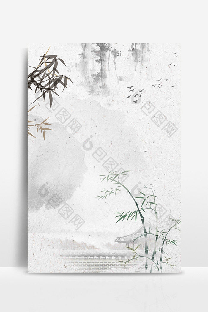 中国风柳树水墨设计背景