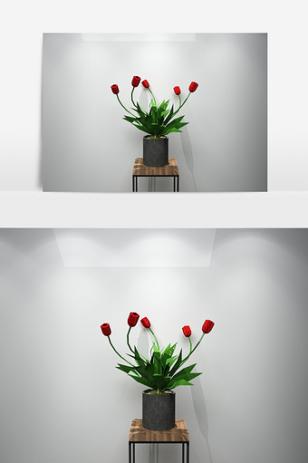 盆栽鲜花植物景观3D模型图片