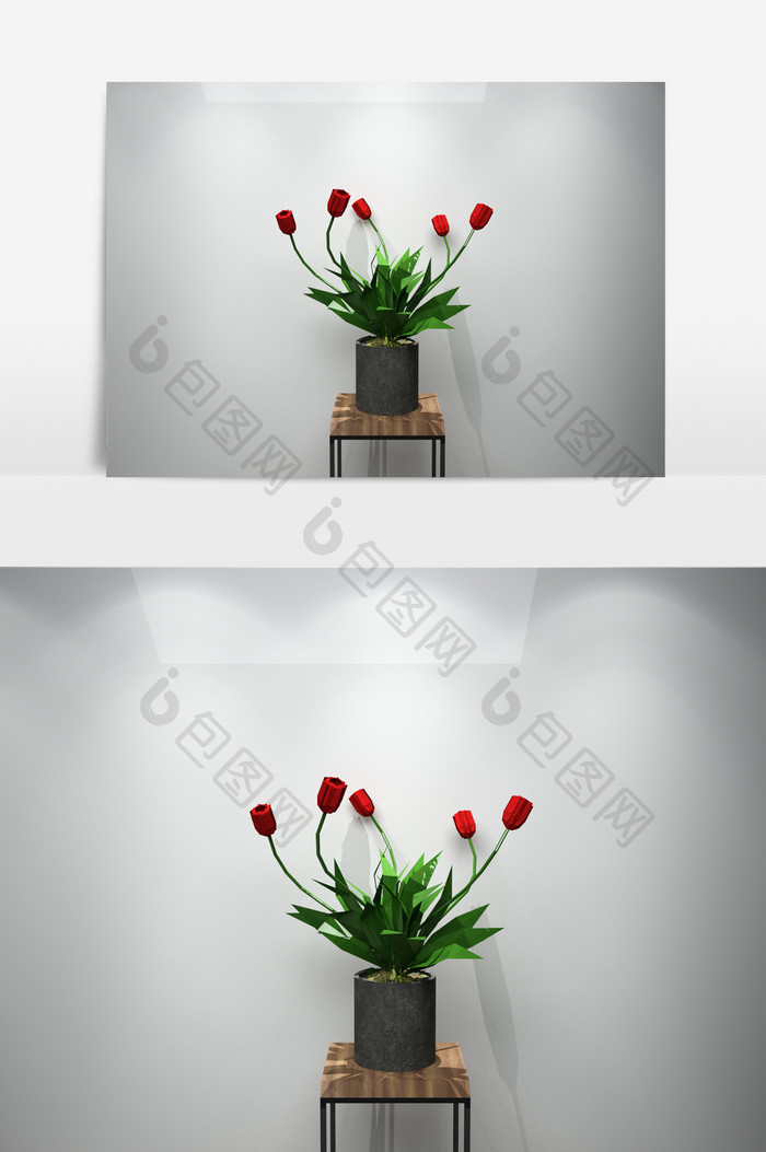 盆栽鲜花植物景观3D模型