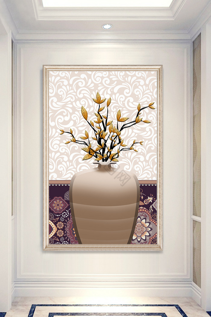 大气立体花瓶创意玄关装饰画图片