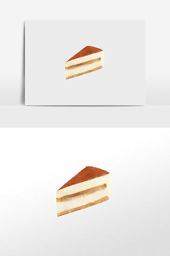 水彩手绘蛋糕素材三层巧克力蛋糕图片