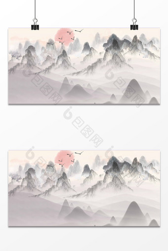 传统文化水墨中国风设计背景图片