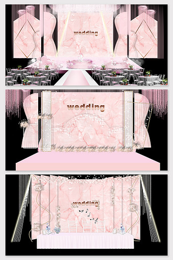 现代简约粉色大理石纹理婚礼舞台背景图片