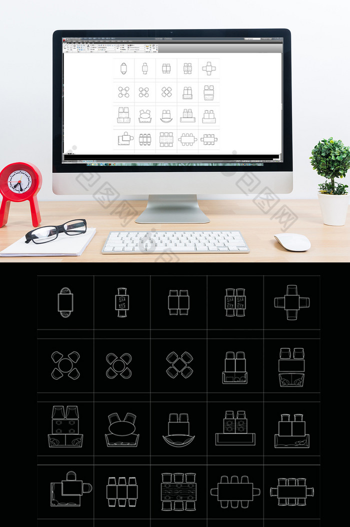 CAD西餐桌椅图块图片图片