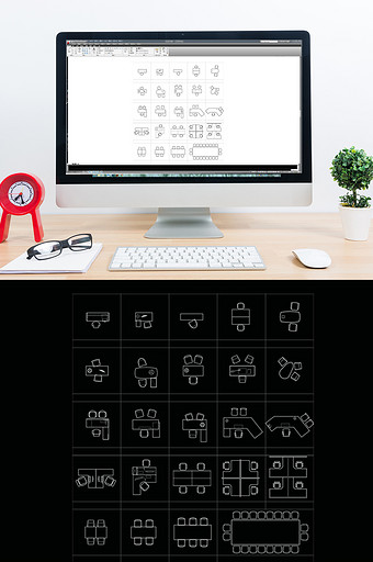 CAD办公会议桌图库图片