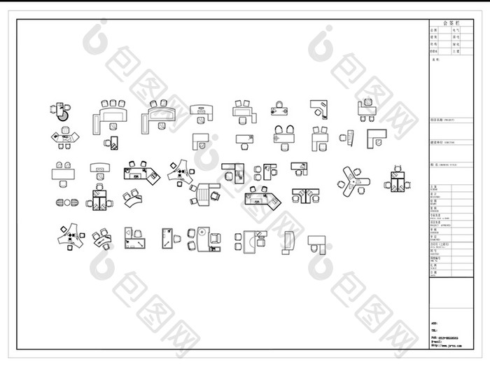 CAD办公桌椅组合图库