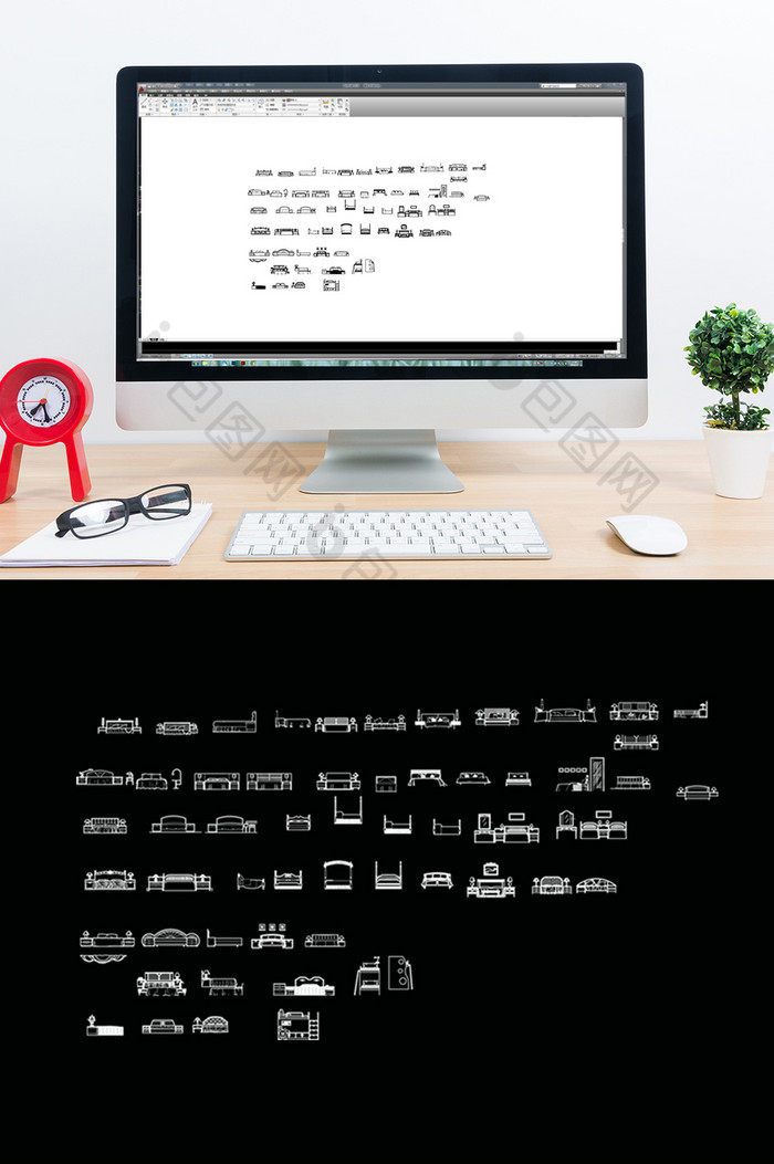 CAD立面床品模型图片图片