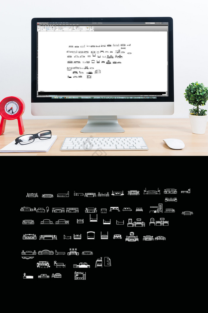 CAD立面床品模型图片