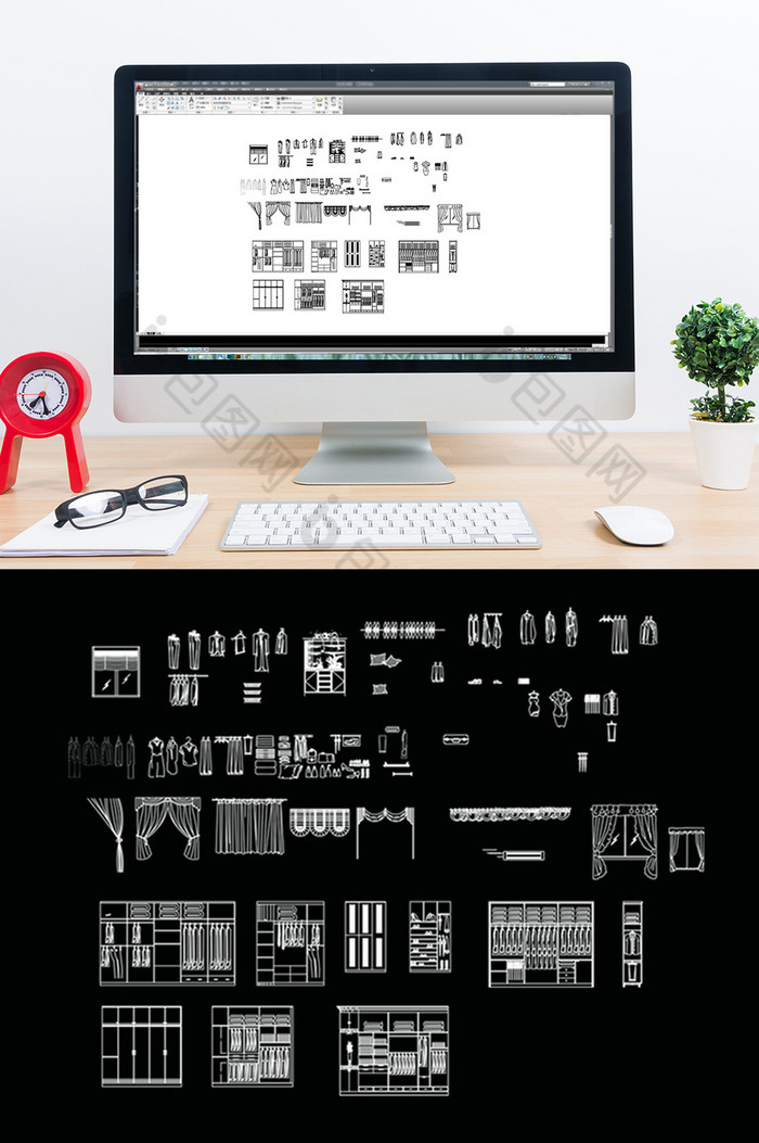 CAD衣柜及窗帘模型图片图片