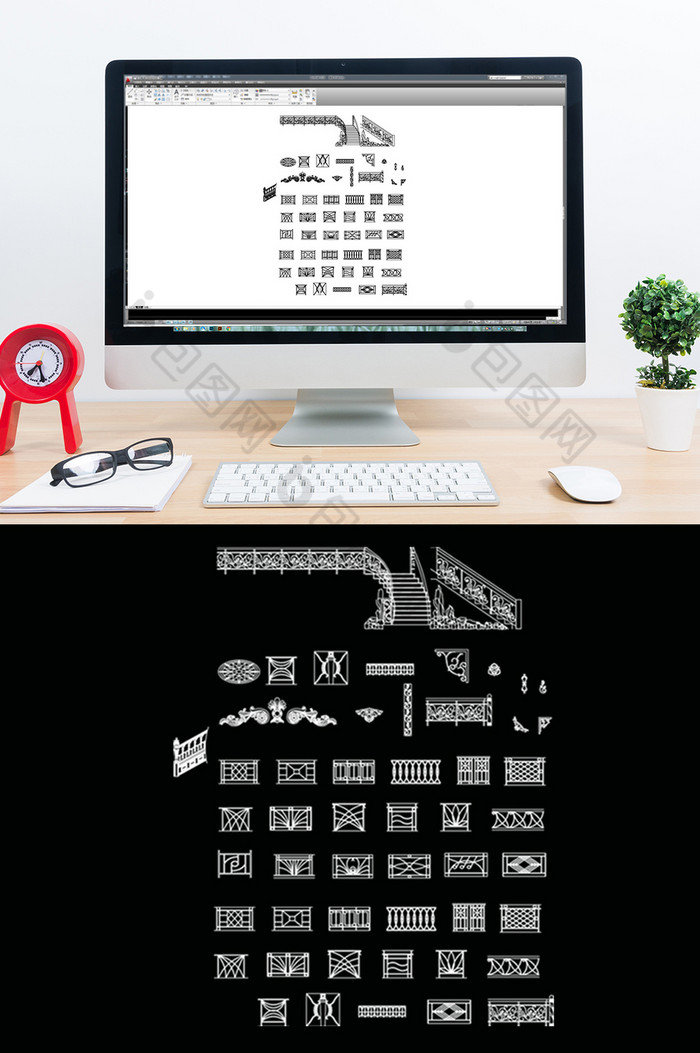 CAD立面楼梯及扶手造型图库图片图片