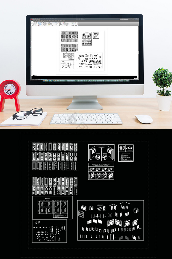 CAD橱柜门板设计图库图片