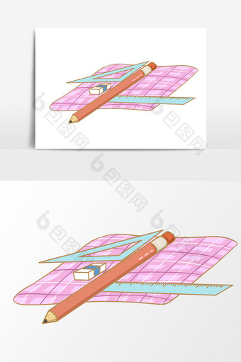 粉色铅笔手帕元素图片