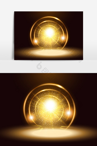 科技金黄色光圈元素图片