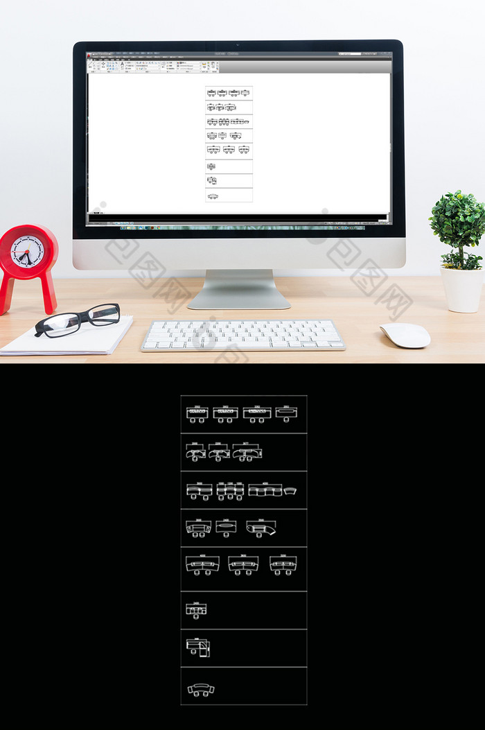 CAD经理办公桌模块图片图片