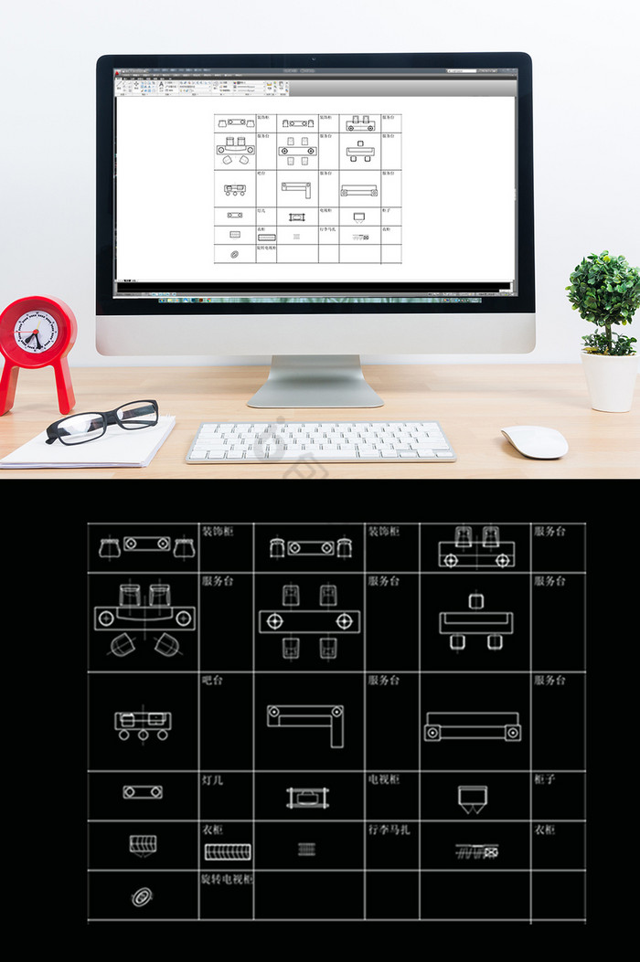 CAD装饰台图库图片