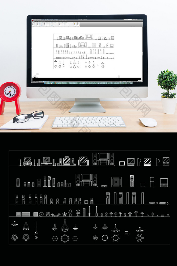 CAD家用电器立面图库