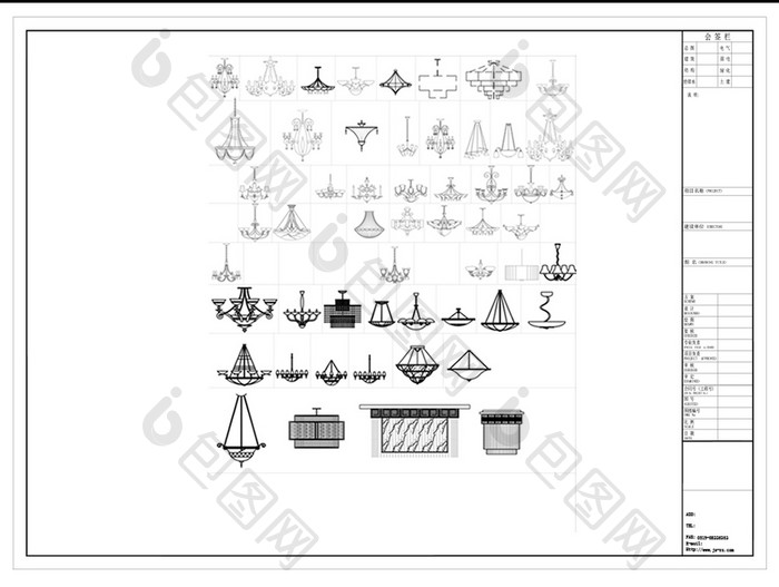 造型吊灯CAD图库