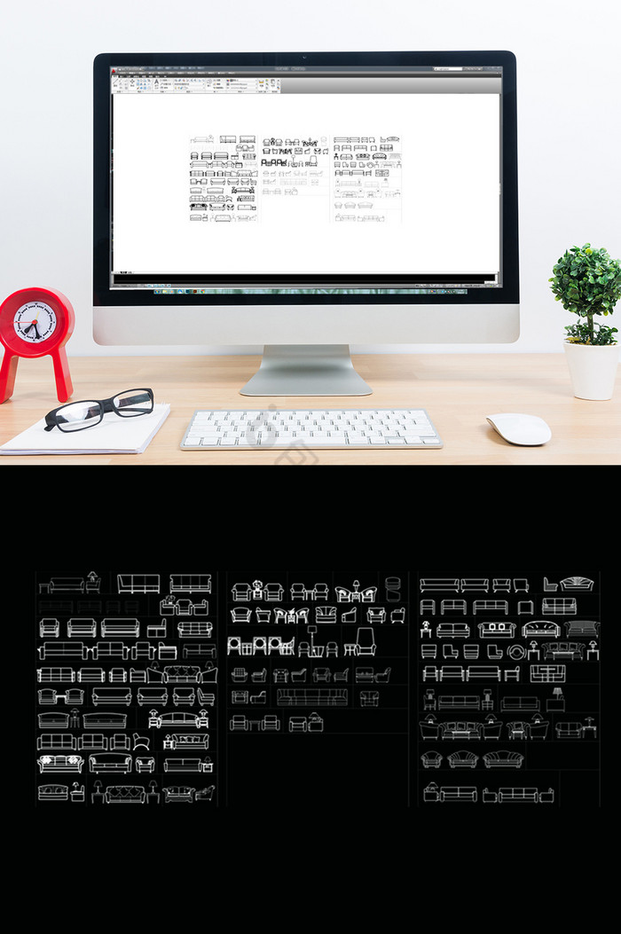 CAD立面沙发家具图库图片