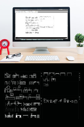 CAD桌椅组合图库