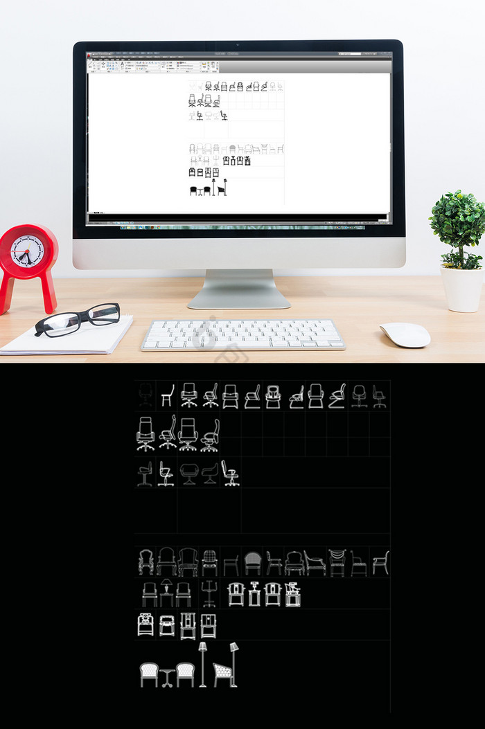 CAD椅子模块图库图片