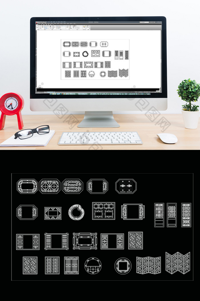 CAD传统中式花格图库