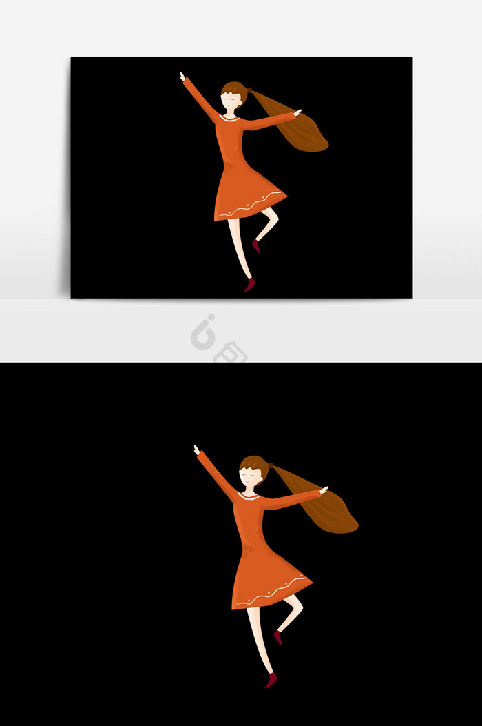 跳舞的女生插画图片