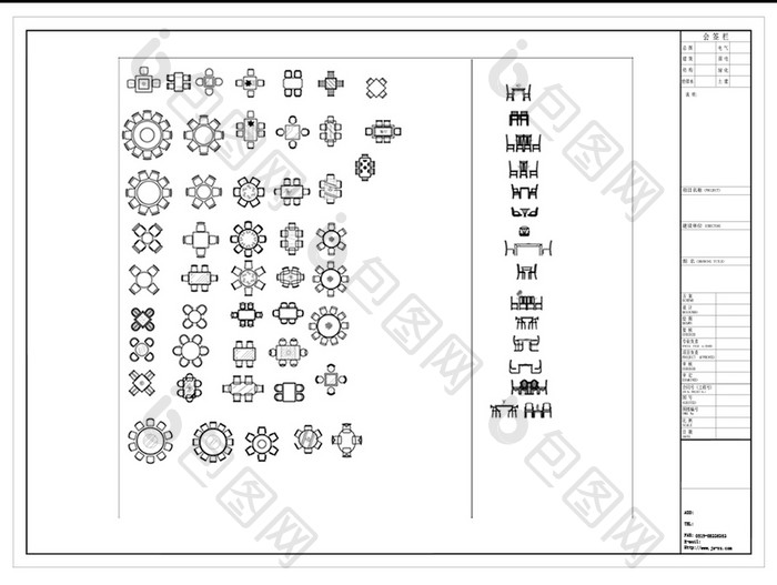 CAD餐桌平立面图库