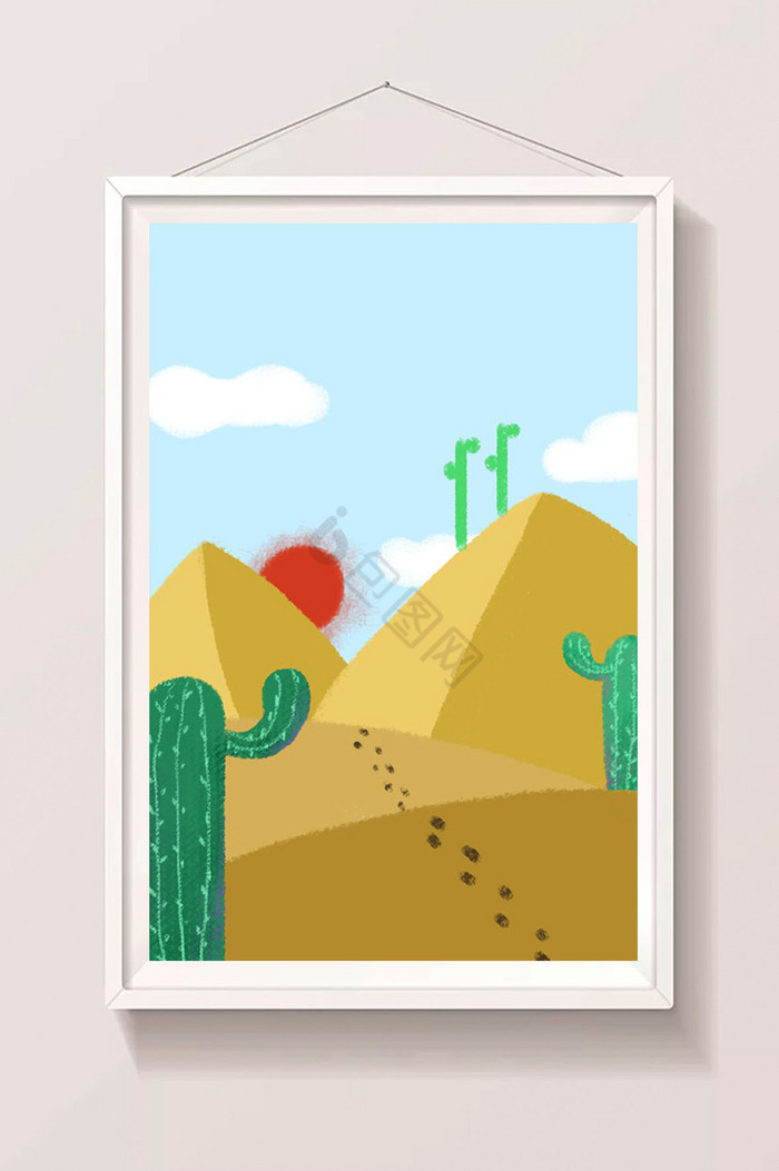 沙漠小风景插画图片