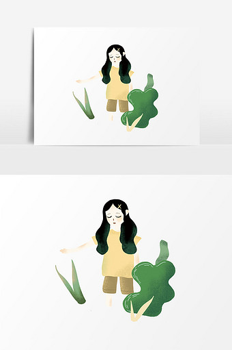 人物植物素材插画图片