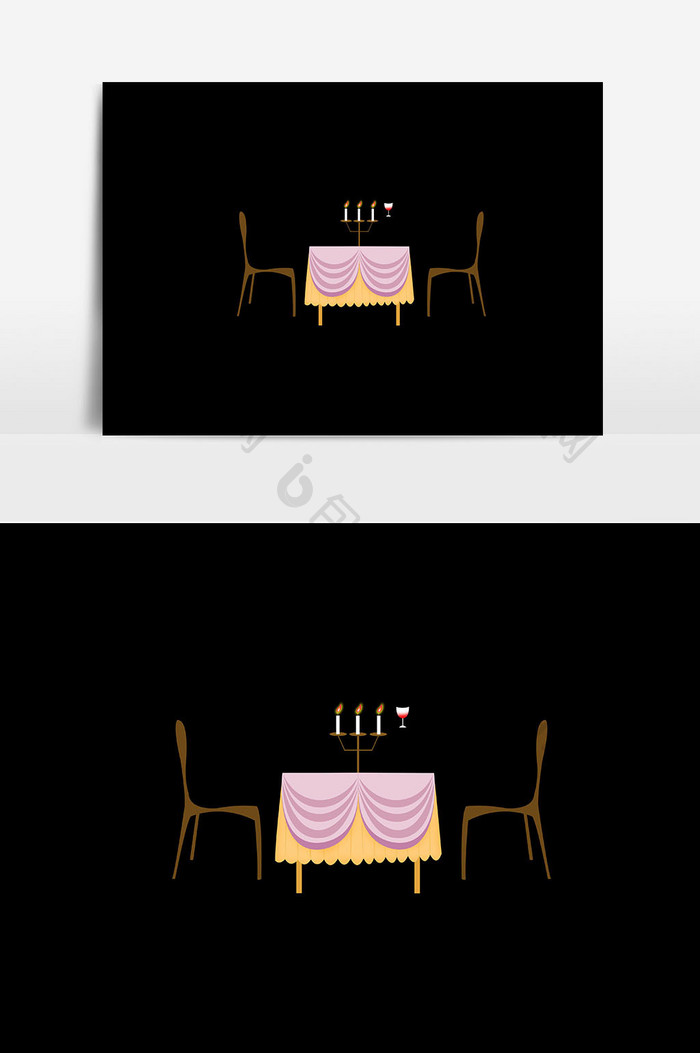 餐桌餐椅晚餐插画