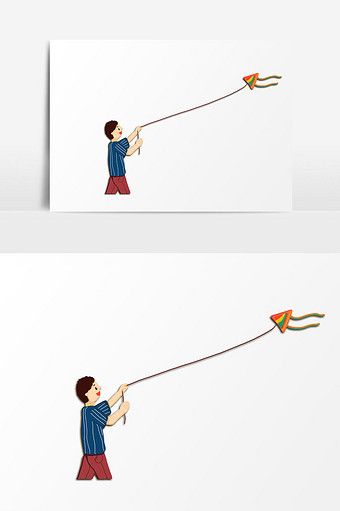 风筝的人素材插画图片