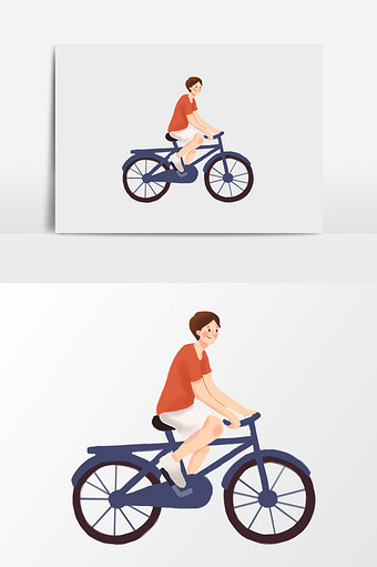 卡通帅哥骑自行车素材图片