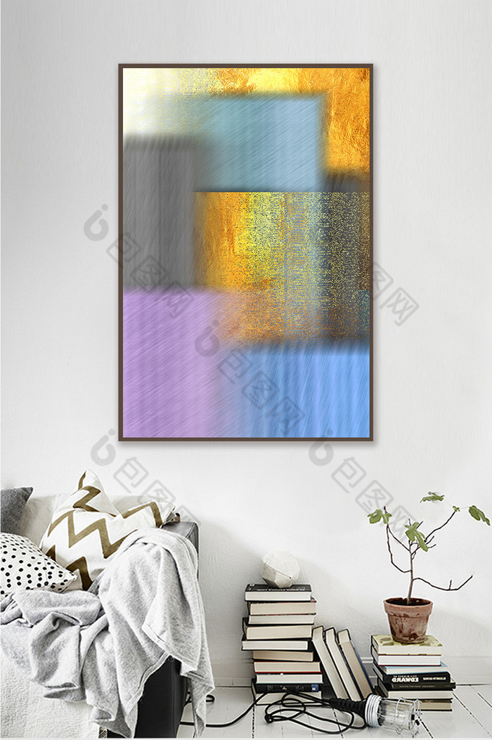 现代抽象彩色几何块客厅装饰画图片图片