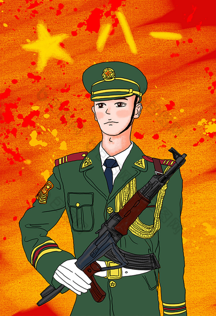 八一建軍節軍人紅軍插畫圖片