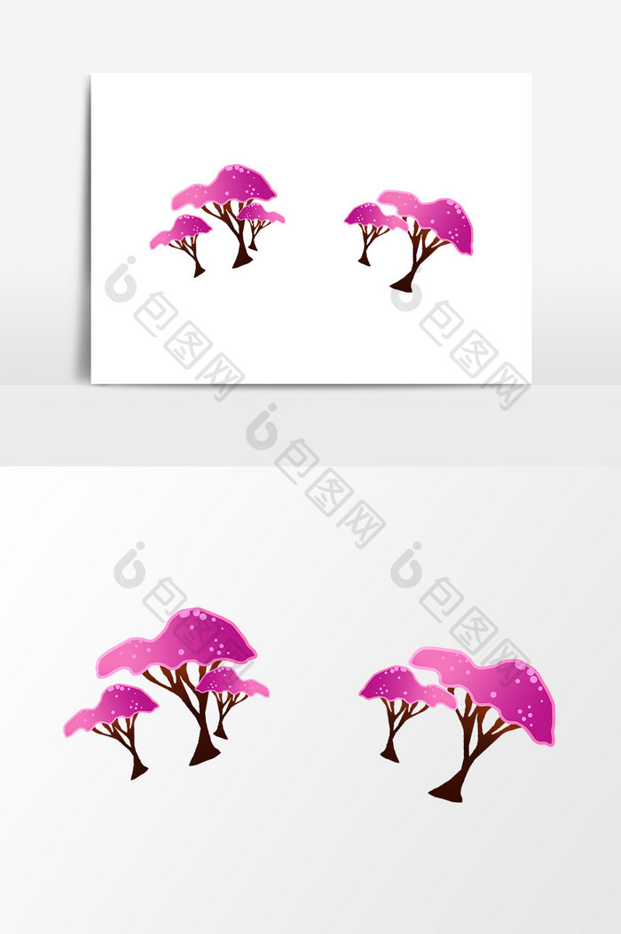 紫色树木设计元素