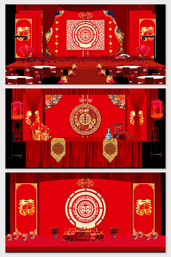 中国风婚礼舞台背景图片