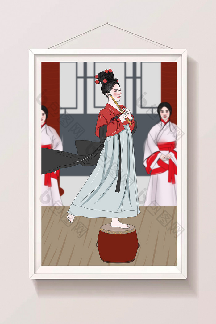 中国服饰文化乐舞文化古代舞蹈清新唯美插画