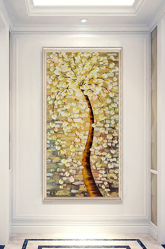 中式油画摇钱树玄关装饰画图片下载